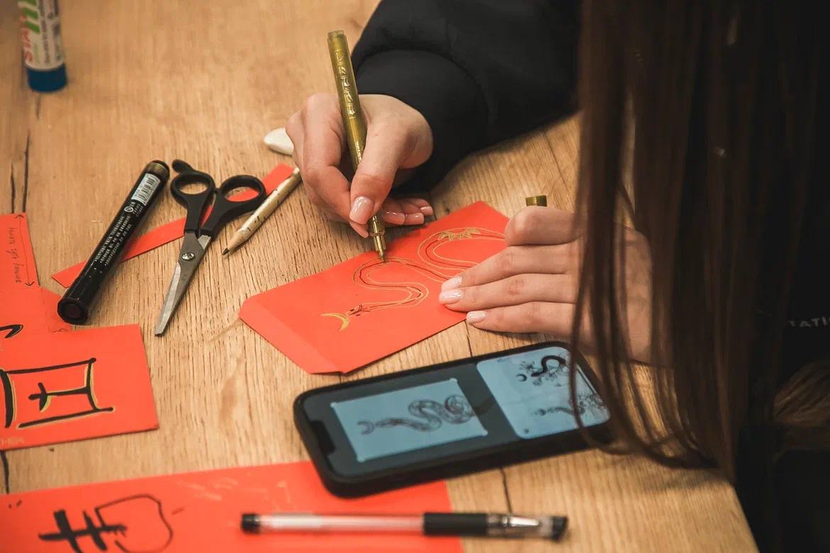 Создание открытки китайского нового года