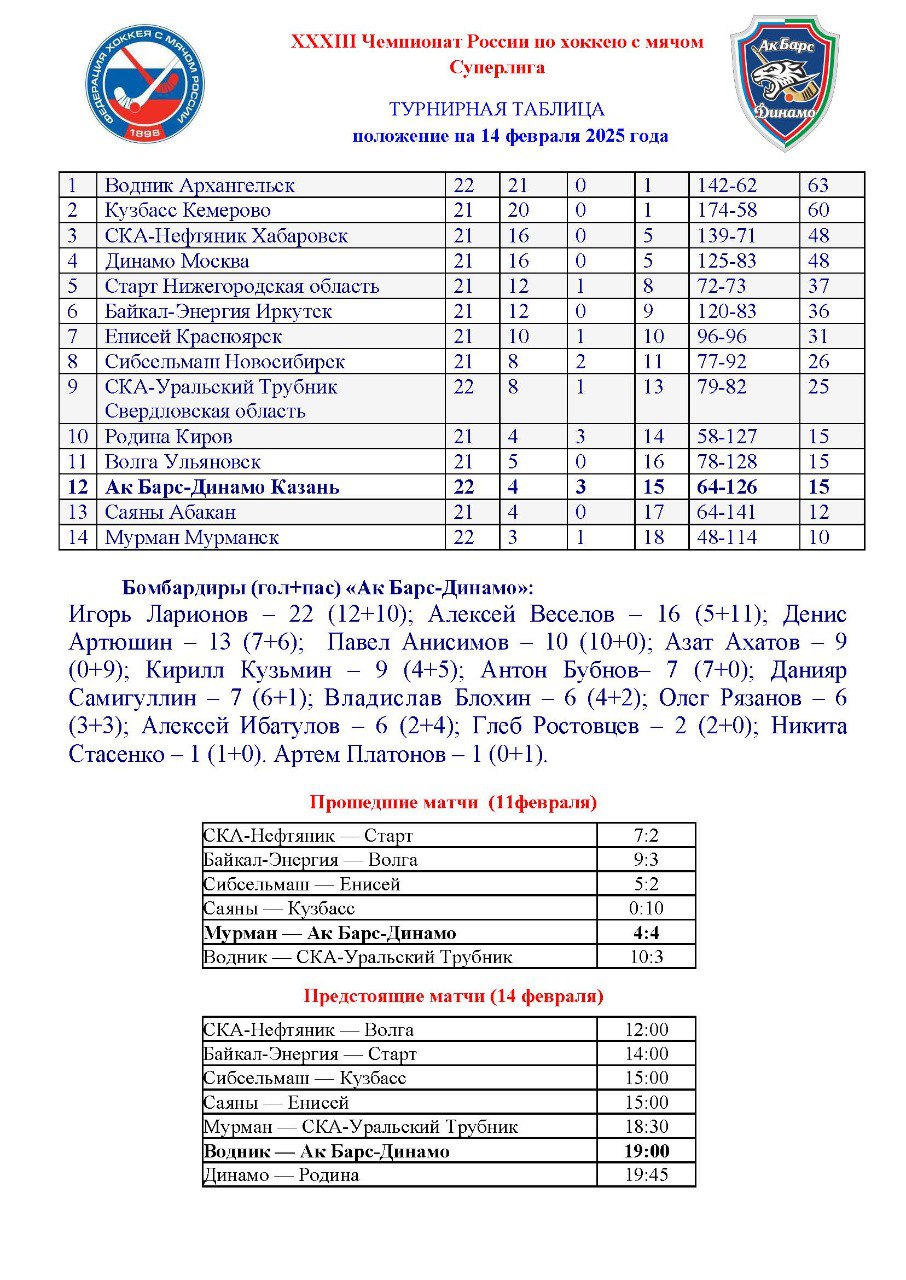 XXXIII Чемпионат России по хоккею с мячом Суперлига