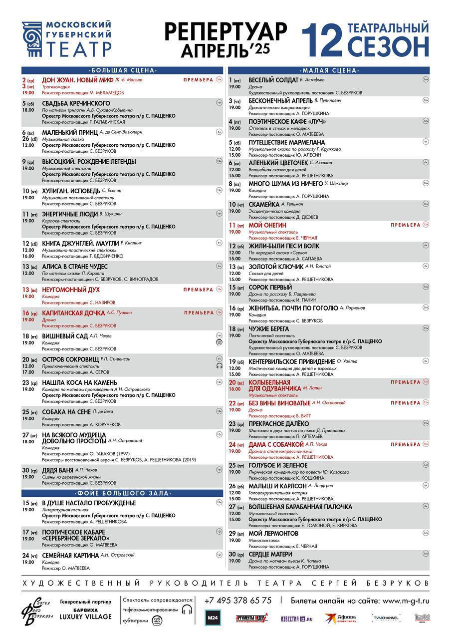 Продажа билетов на спектакли