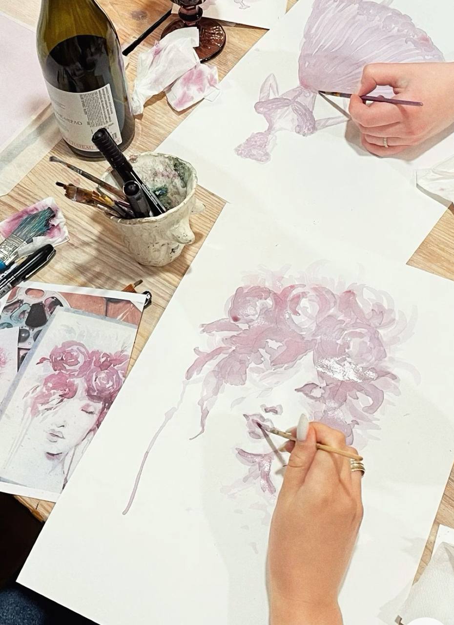 Рисование вином, дегустация вина