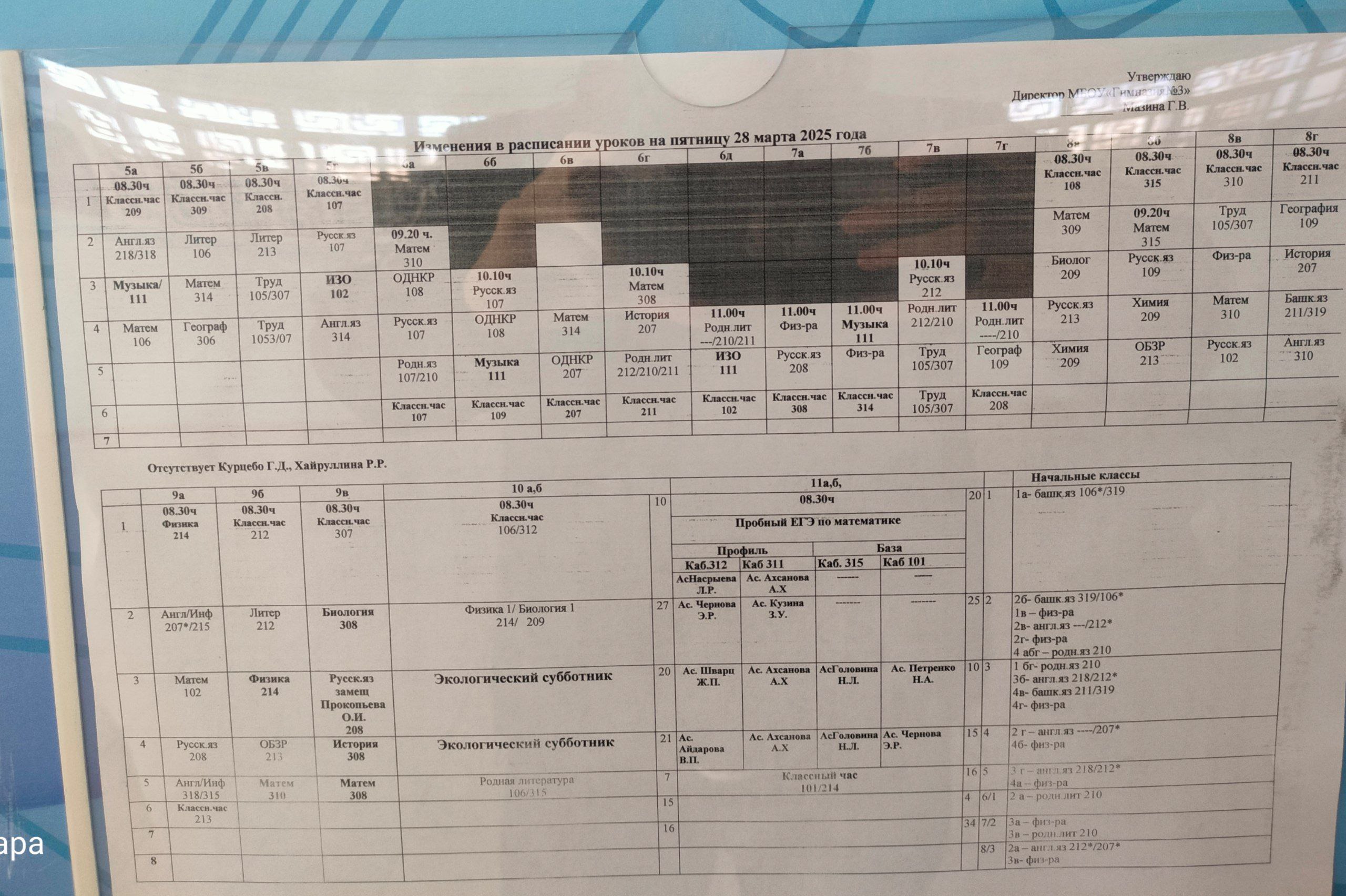 Расписание на 28.03.2025