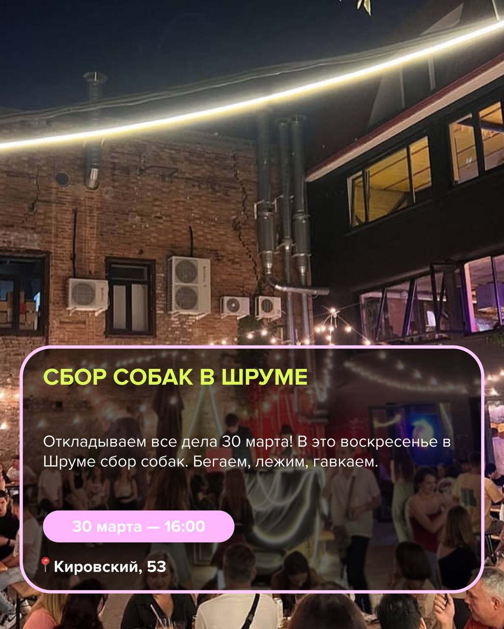 Расписание мероприятий на выходные