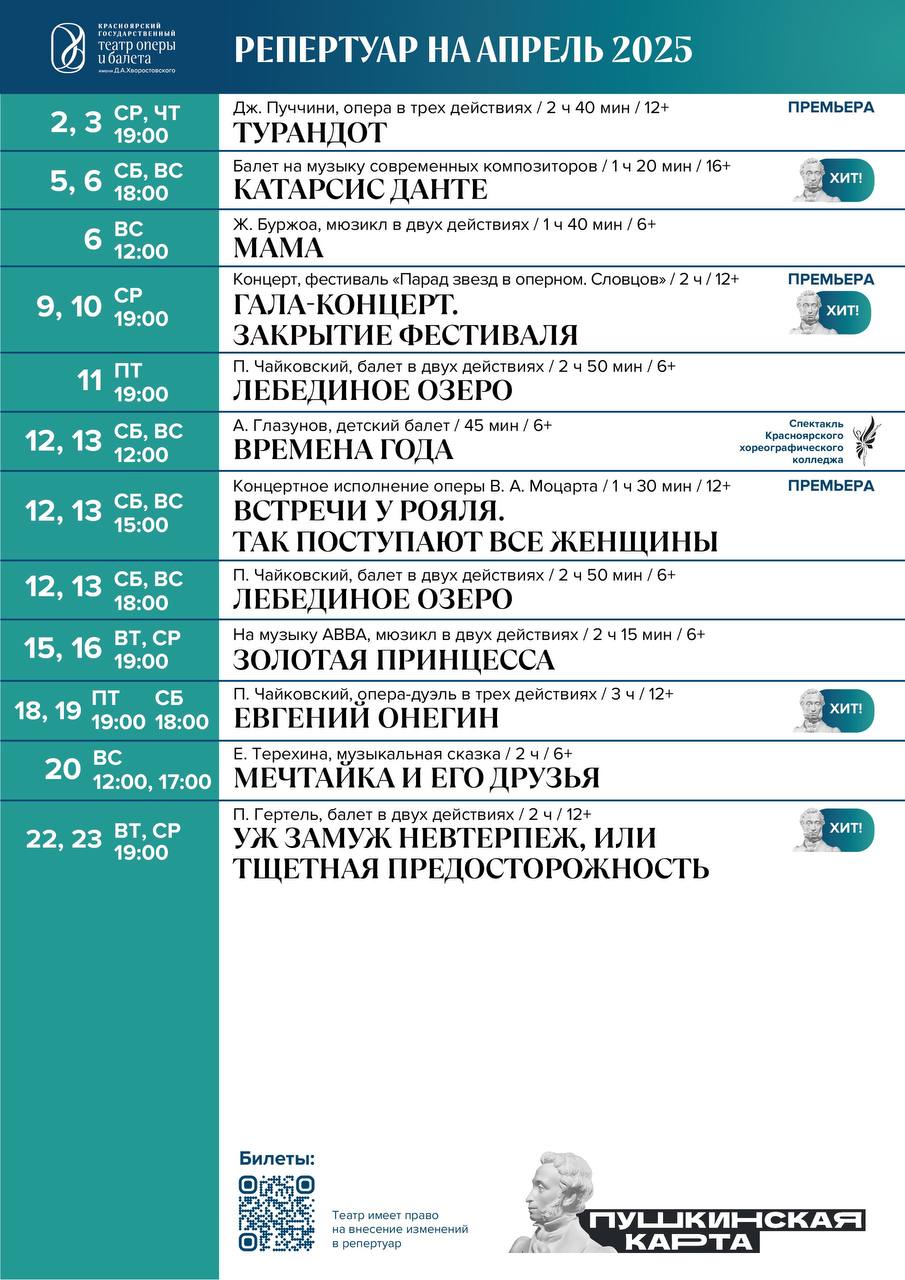 Афиши театров на апрель