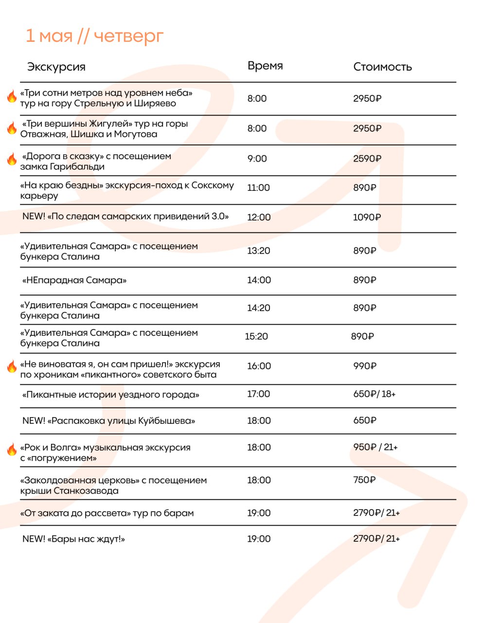 Расписание на май