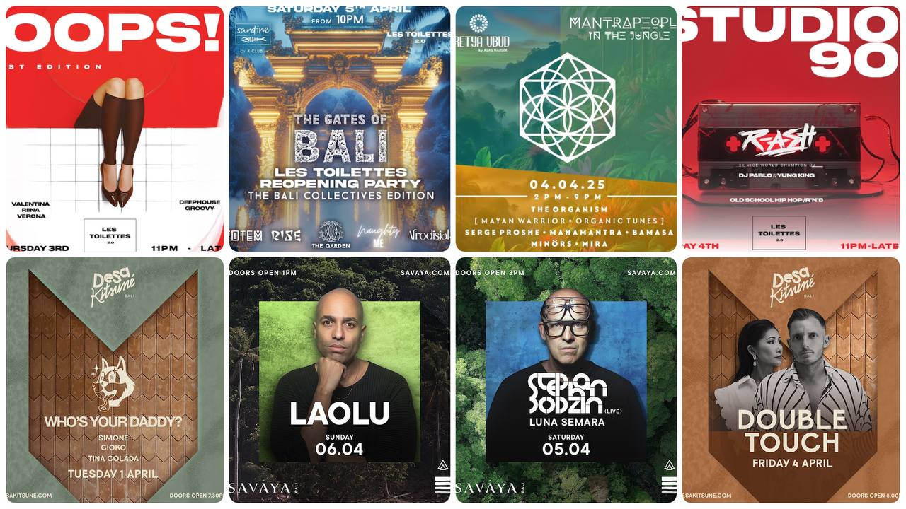 Вечеринки с Les Toilettes, Cretya Ubud, Desa Kitsuné, Савая и Sardines