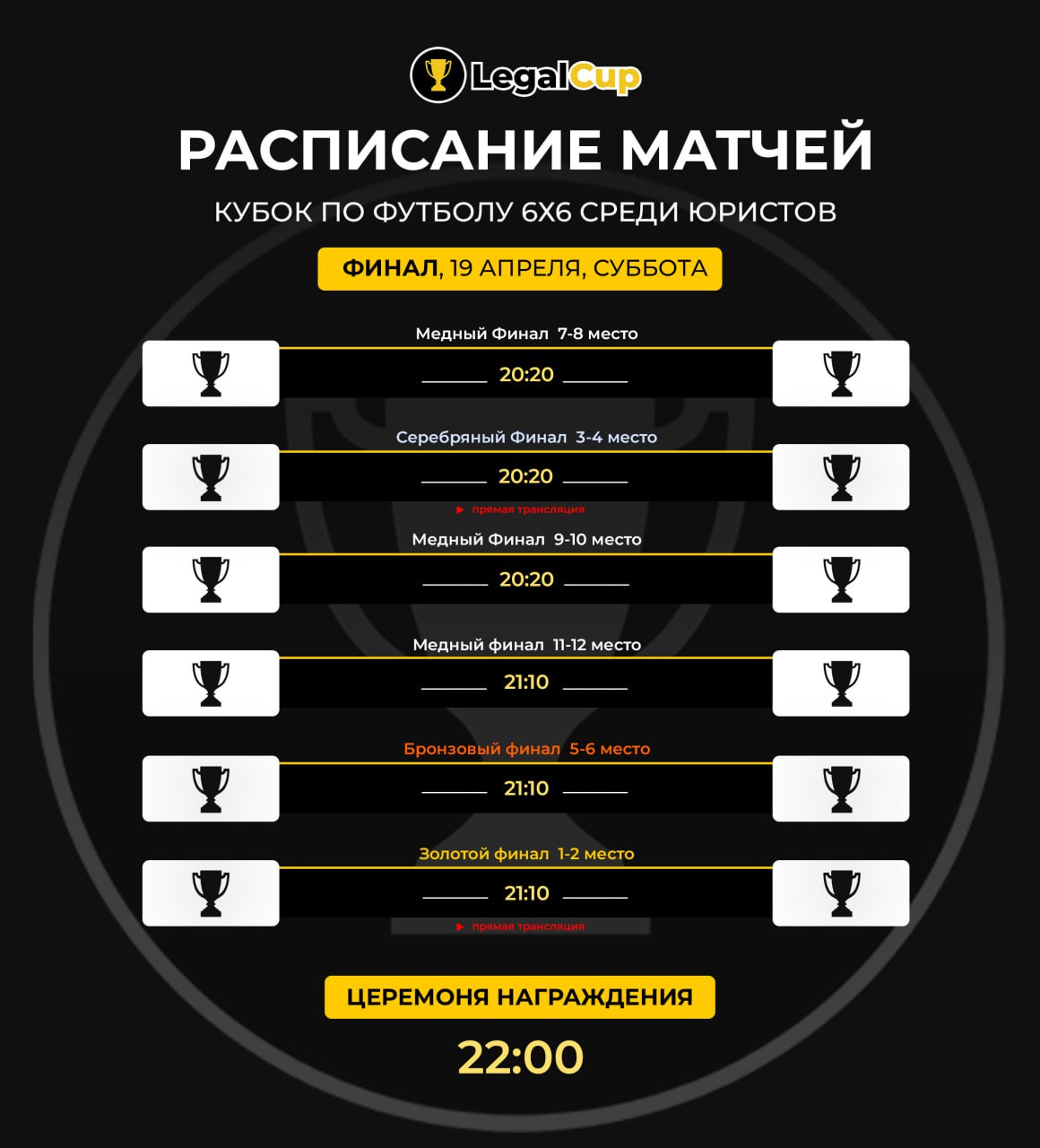 Финал — Расписание матчей