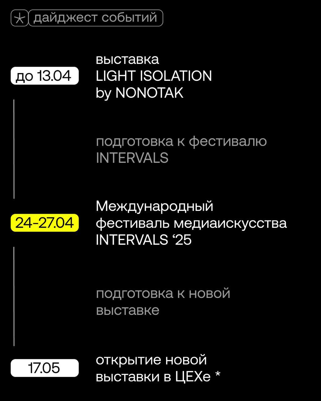 INTERVALS 2025 и Открытие новой выставки в ЦЕХе