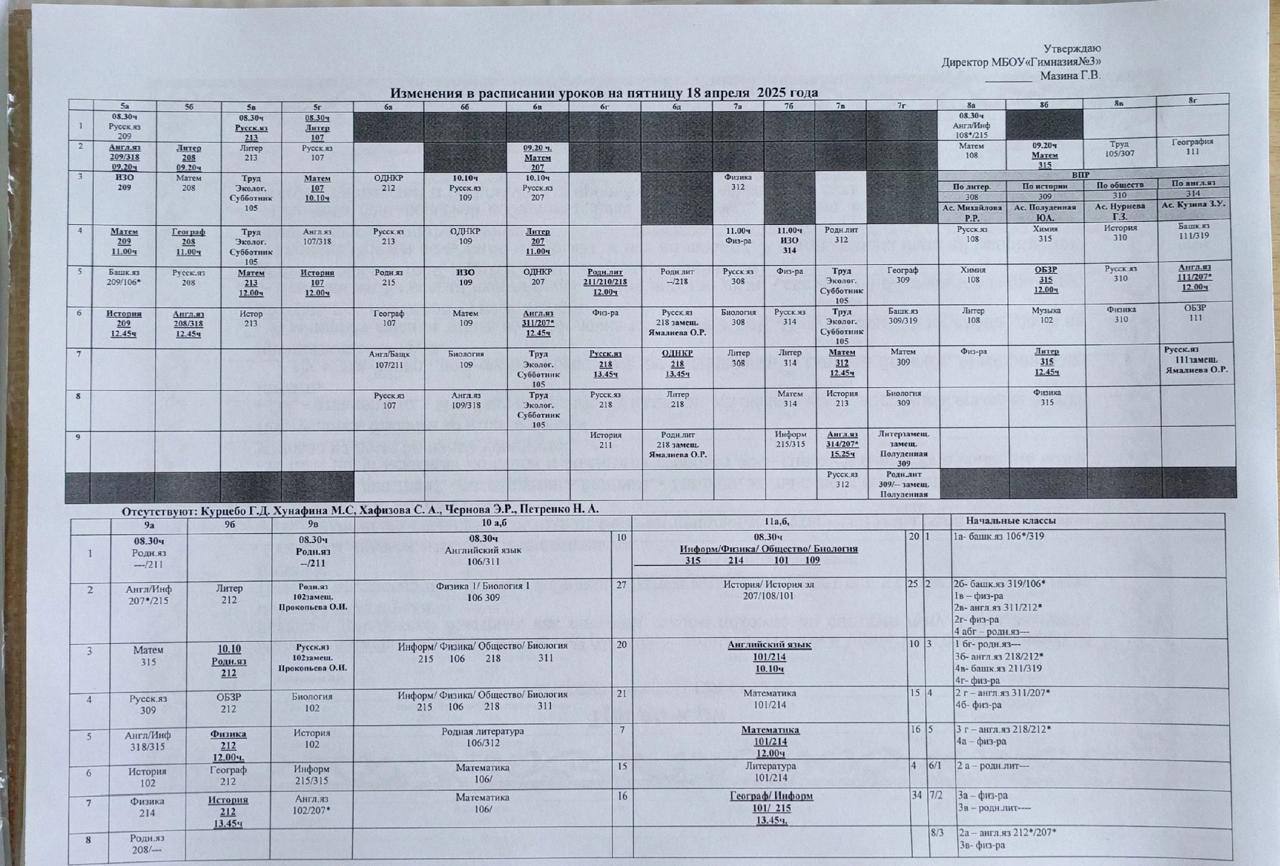 расписание на 18.04