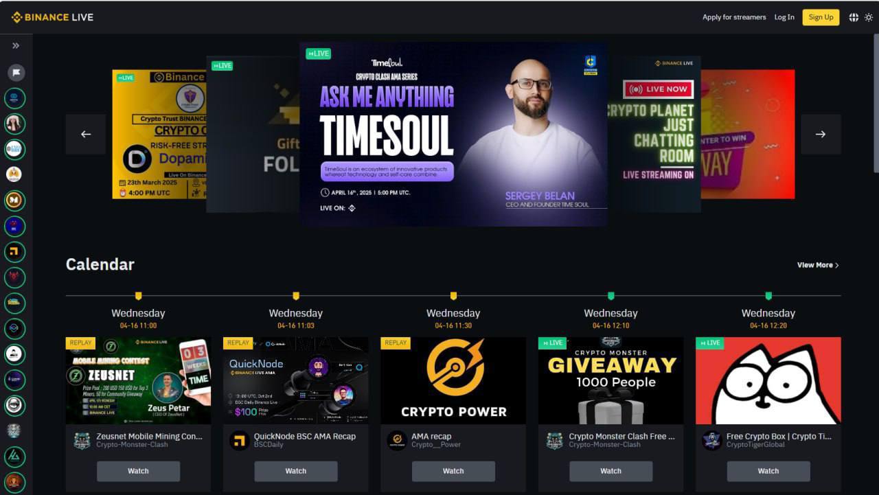 TimeSoul - в центре внимания на Binance Live