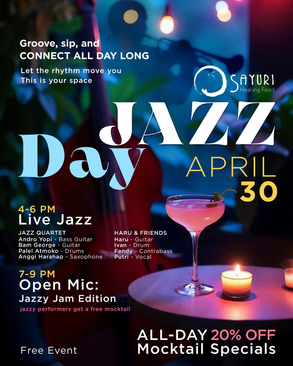 Международный Джаз День в Sayuri Healing Food, Убуд