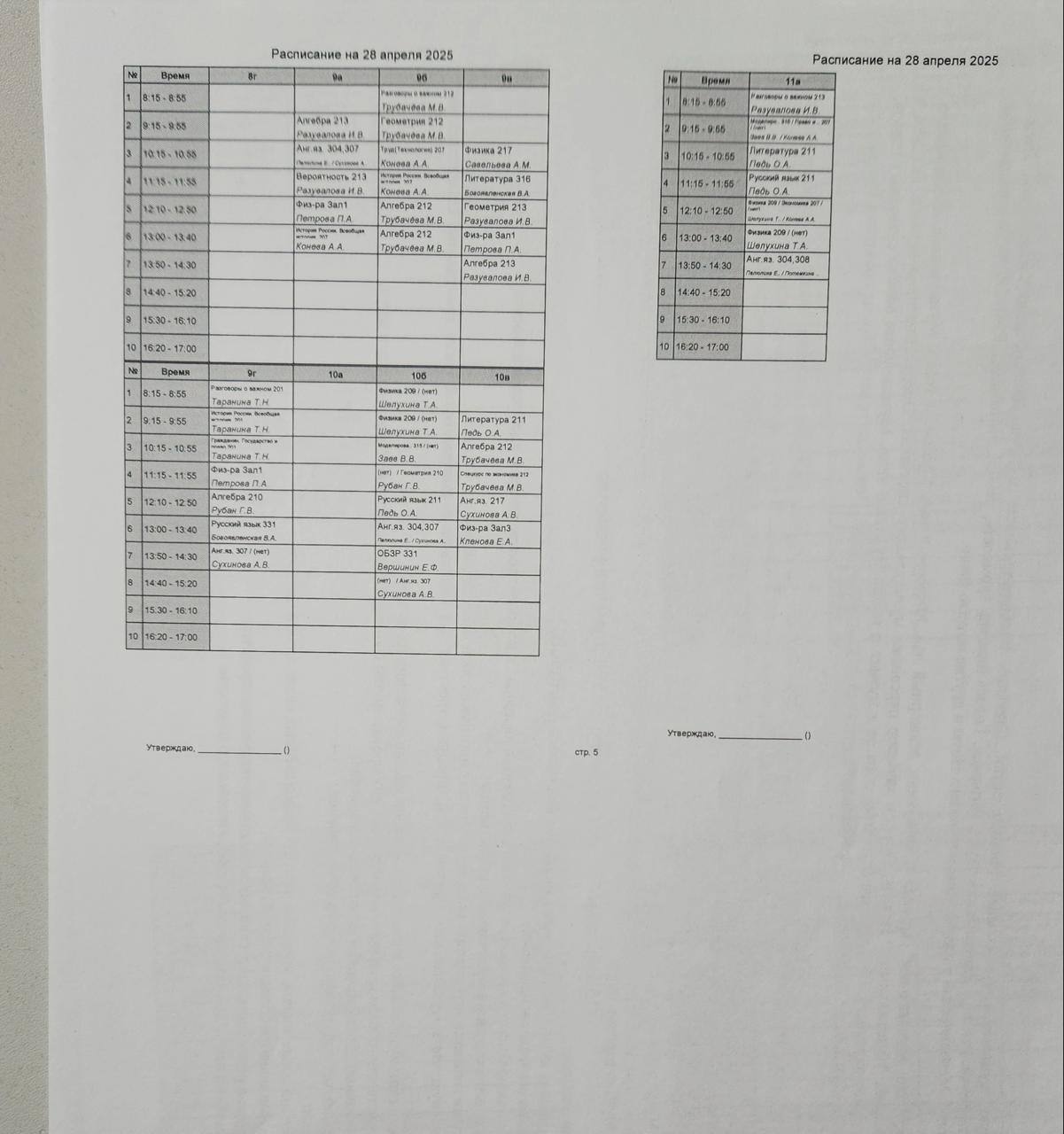 расписание на 28.04.2025