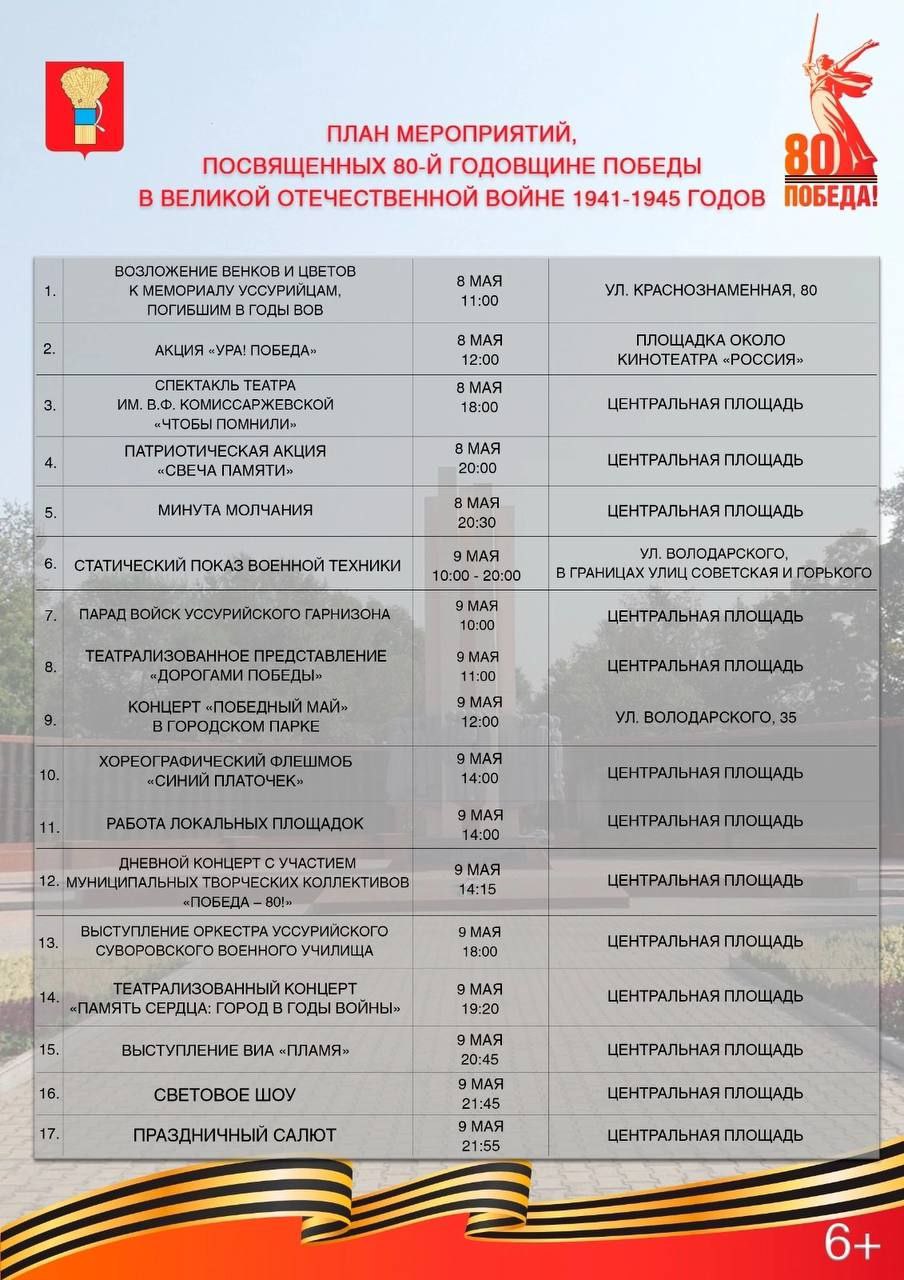 День Победы и памятные мероприятия в Уссурийском городском округе