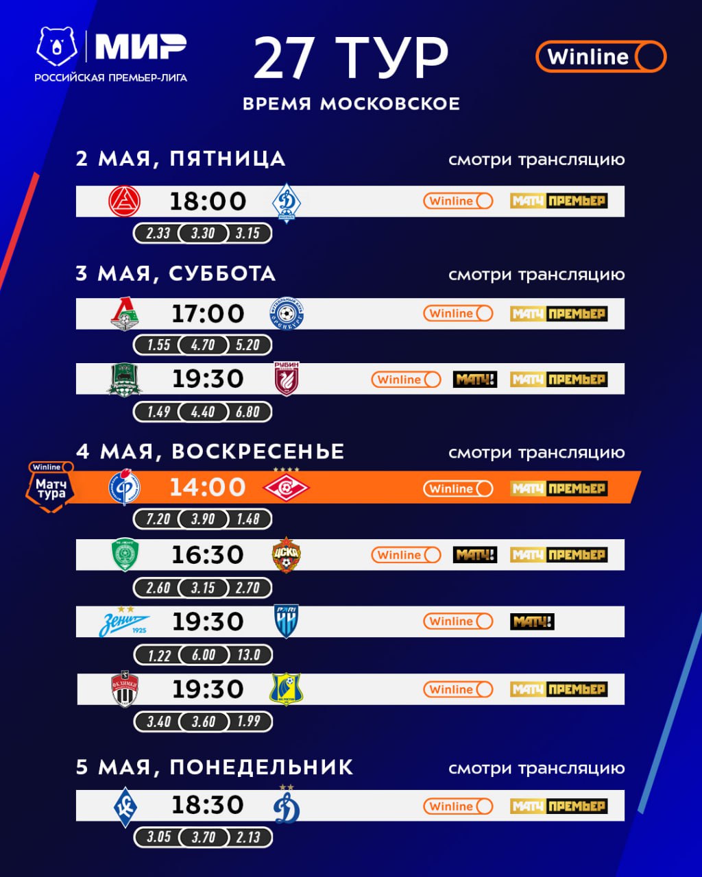 тур Мир РПЛ 27 и 28 туры