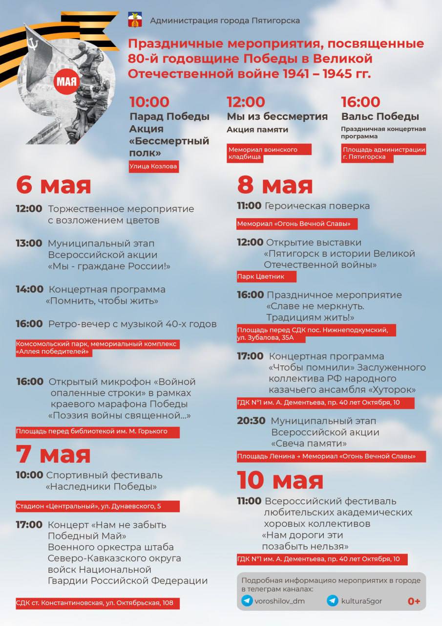 Праздничные мероприятия, посвященные 80-й годовщине Победы в Великой Отечественной войне 1941-1945 гг.