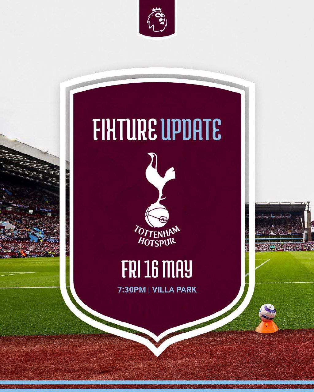 Match with Tottenham moved to 16 May