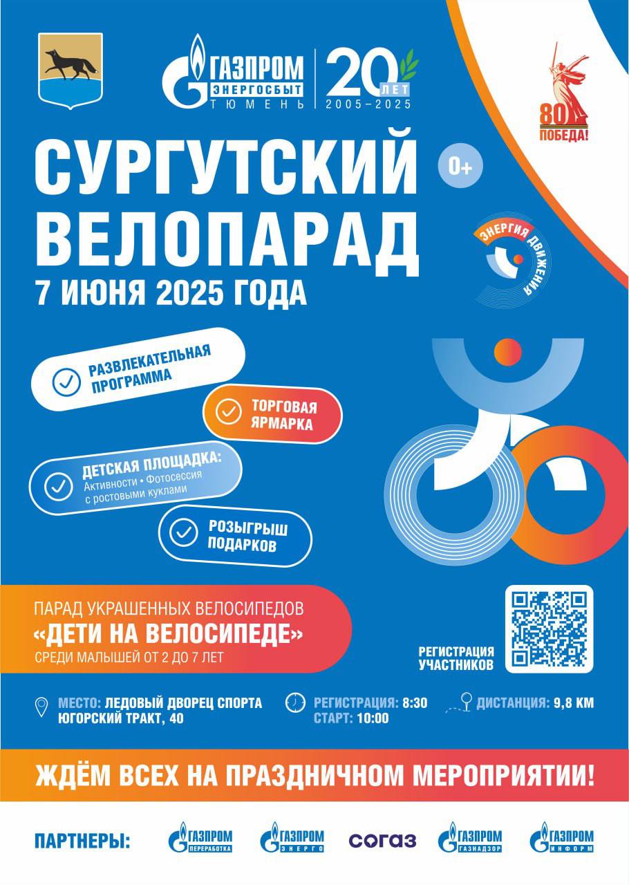 Первый в истории велопарад в Сургуте ко Дню города и 60-летию