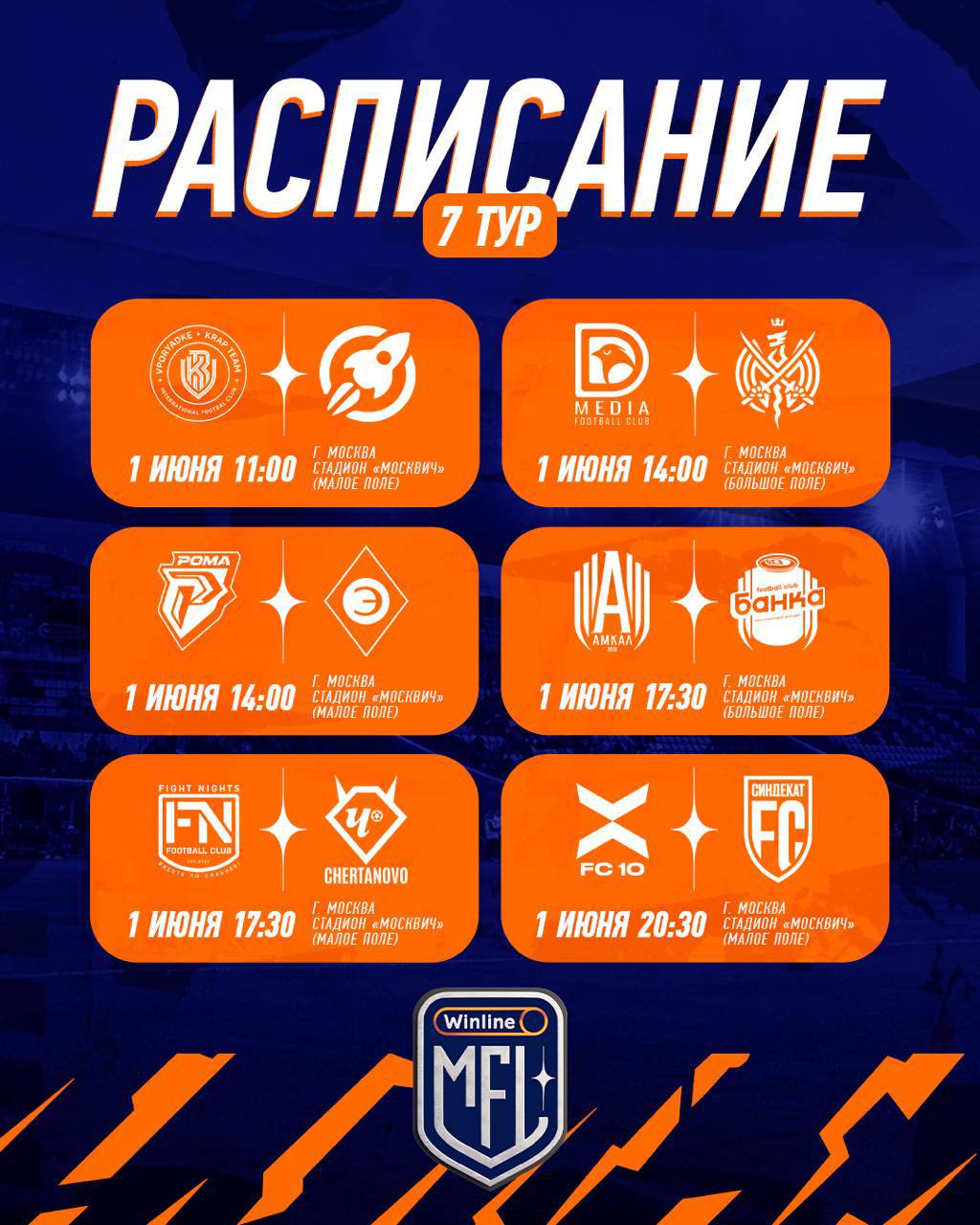 РАСПИСАНИЕ СЕДЬМОГО ТУРА WINLINE MFL
