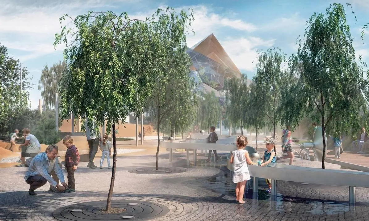 Парк и игровая зона у нового театра Камала