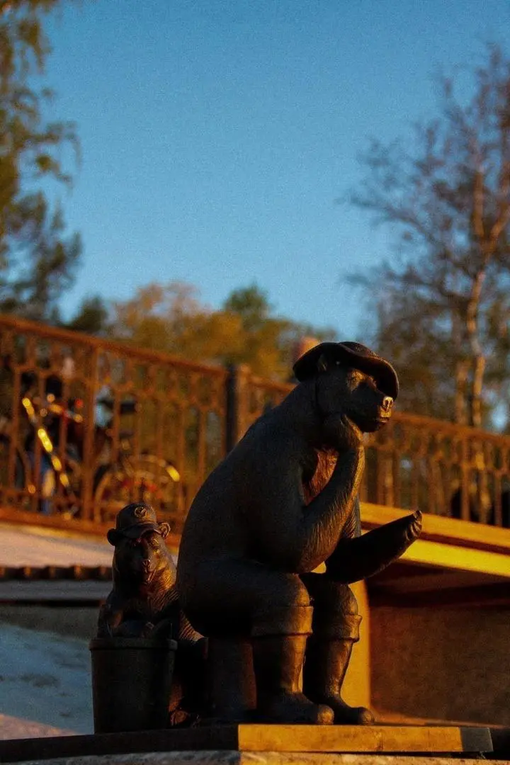 Мишки на пермской набережной на закате