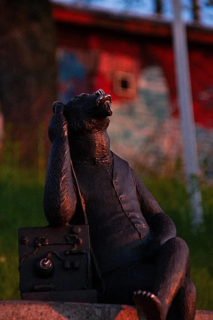 Мишки на пермской набережной на закате