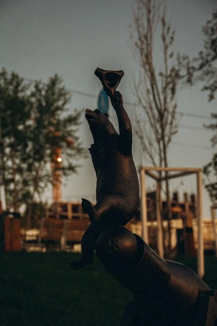 Мишки на пермской набережной на закате