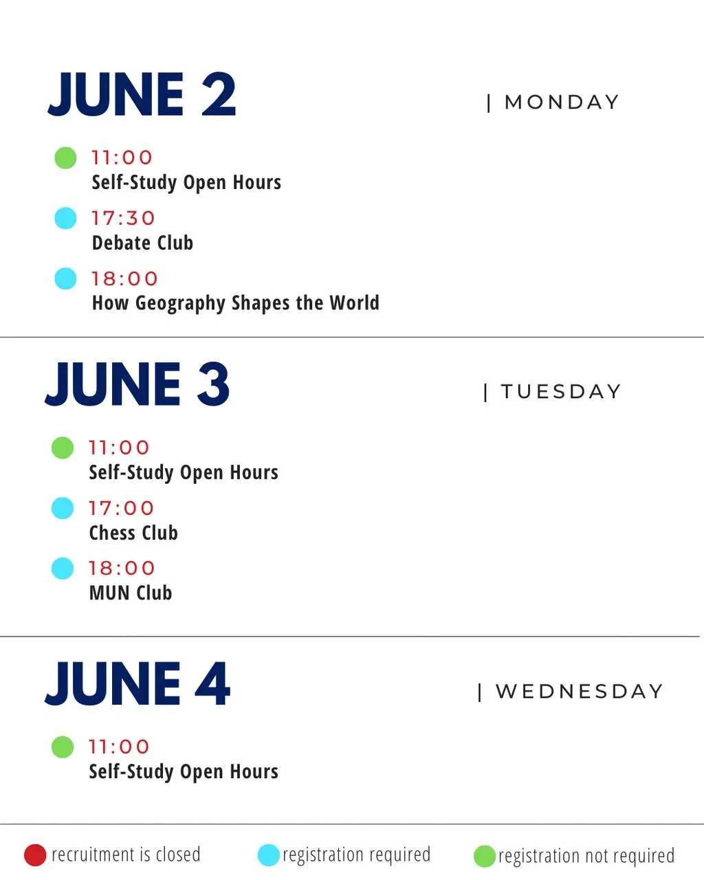 Activities and Events for the Week