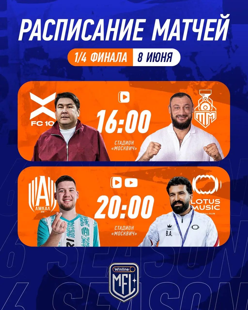 Большие матчи четвертьфиналов Winline Media Football League