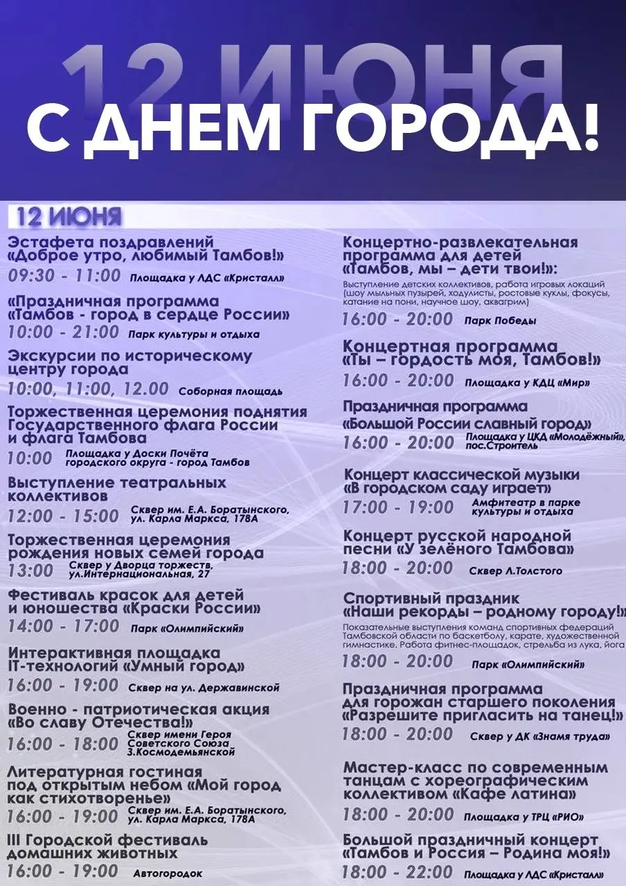 День города Тамбова и День России 2025