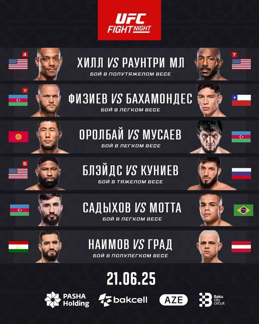 UFC дебютный турнир в Азербайджане