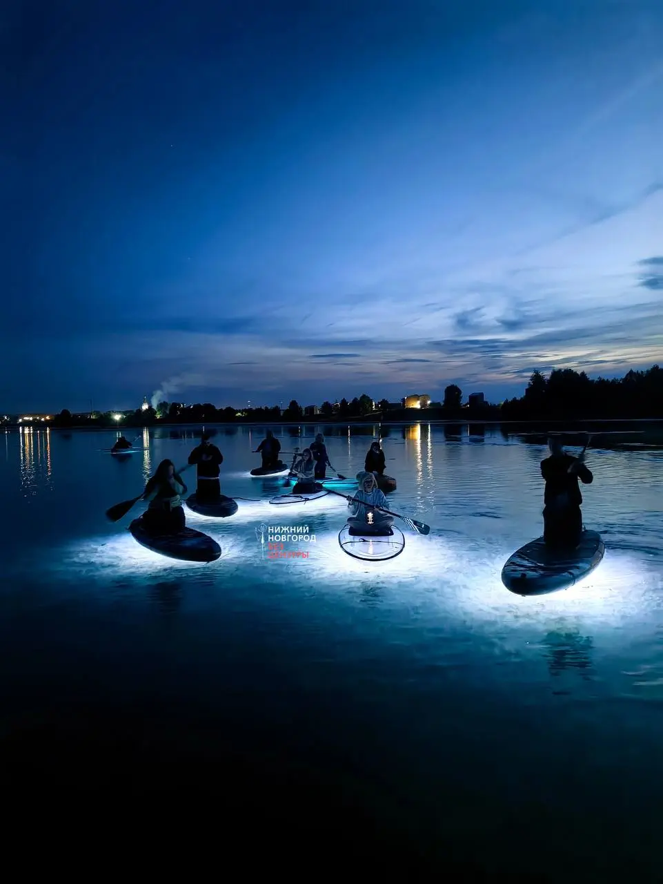 ночная прогулка на сапах на озере Ключик