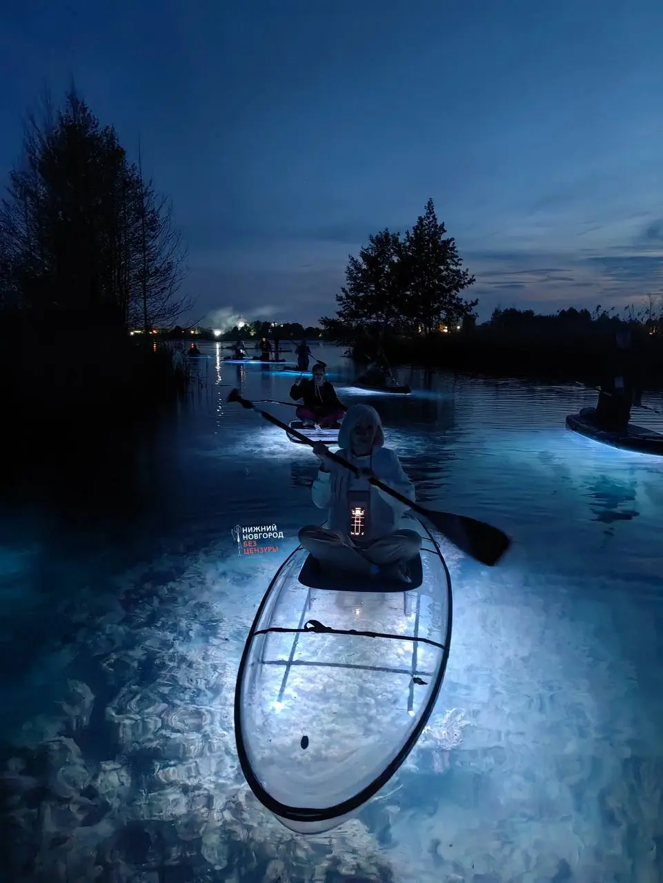 ночная прогулка на сапах на озере Ключик