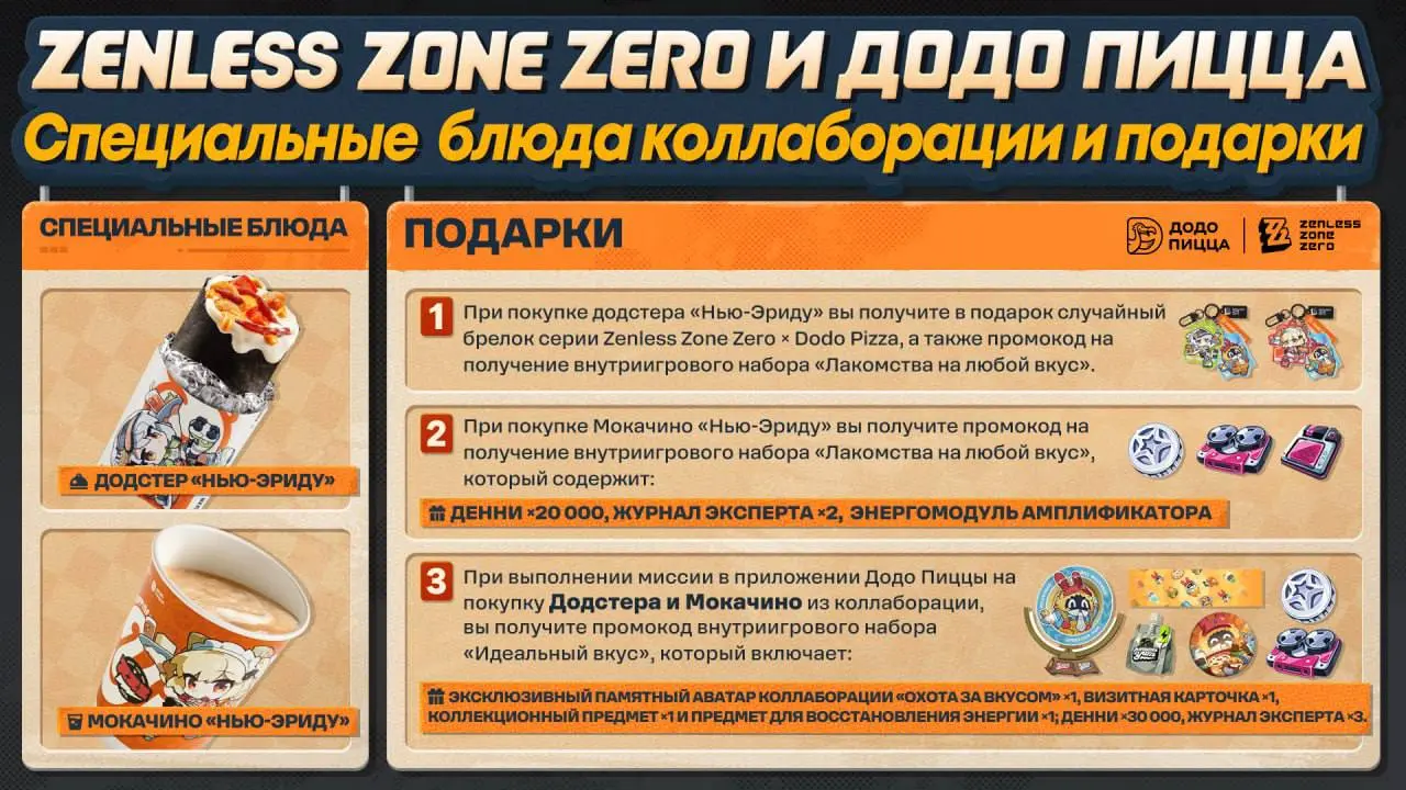 Гайд по коллаборации Zenless Zone Zero × Додо Пицца!