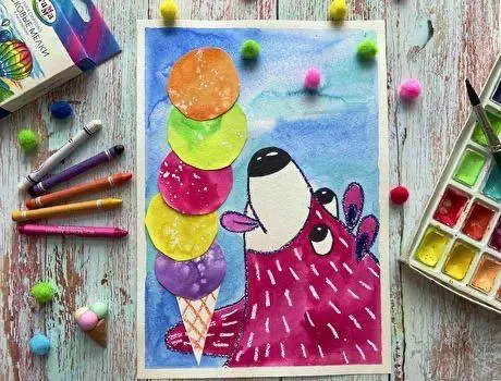 РИСОВАНИЕ ДЛЯ МАЛЫШЕЙ: "ЛАКОМСТВО МИШУТКИ"🍦🐻