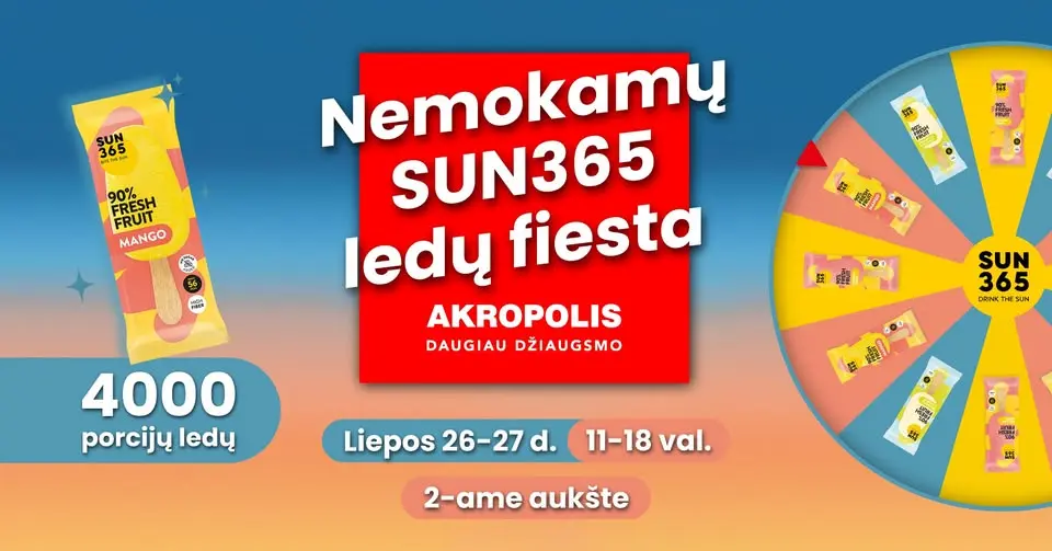 Раздача мороженого SUN365 и развлечения в AKROPOLIS 26-27 июля