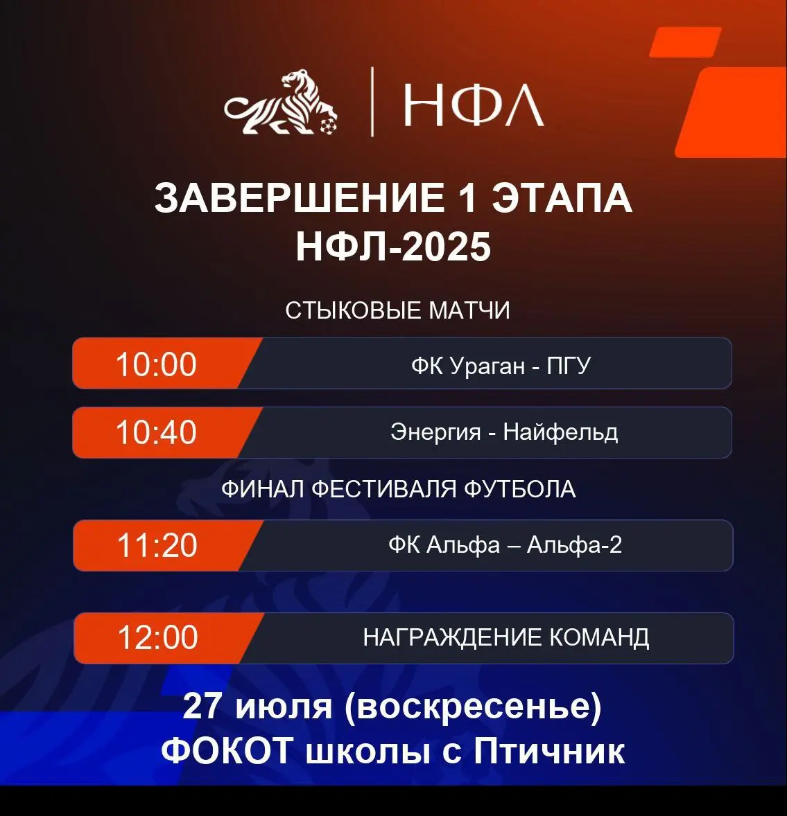 Закрытие первого этапа «Неформальной футбольной лиги - 2025» и награждение команд