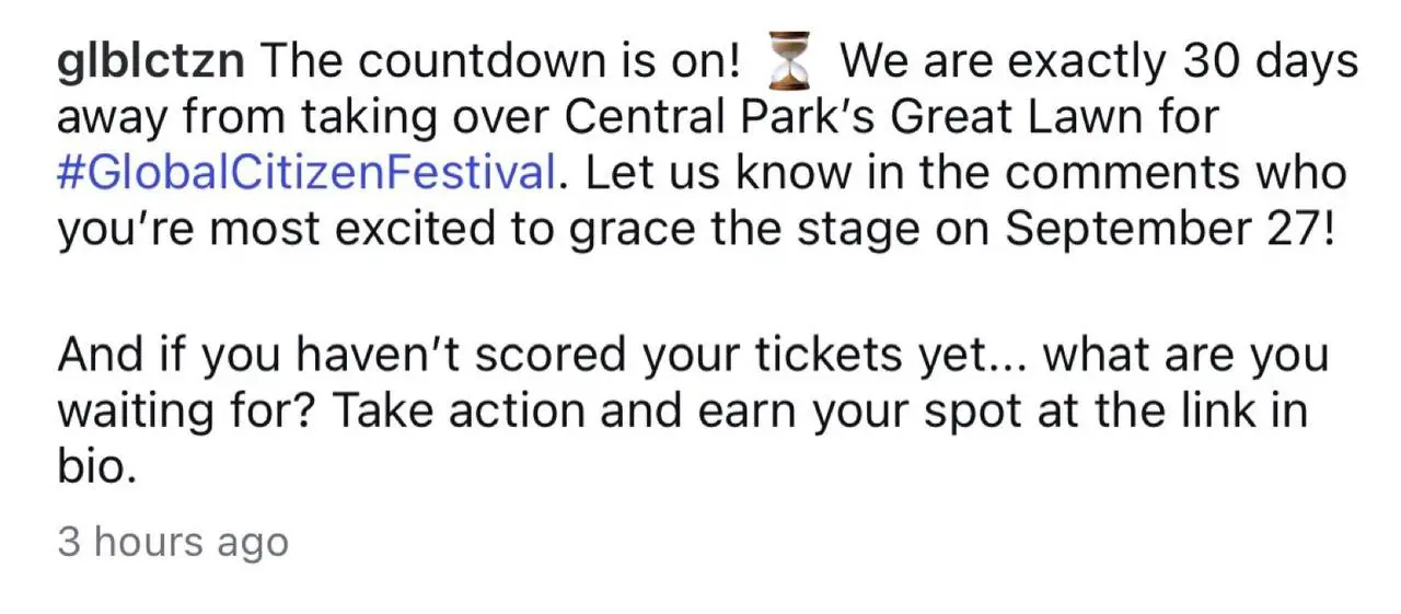 Global Citizen Festival at Central Park Great Lawn