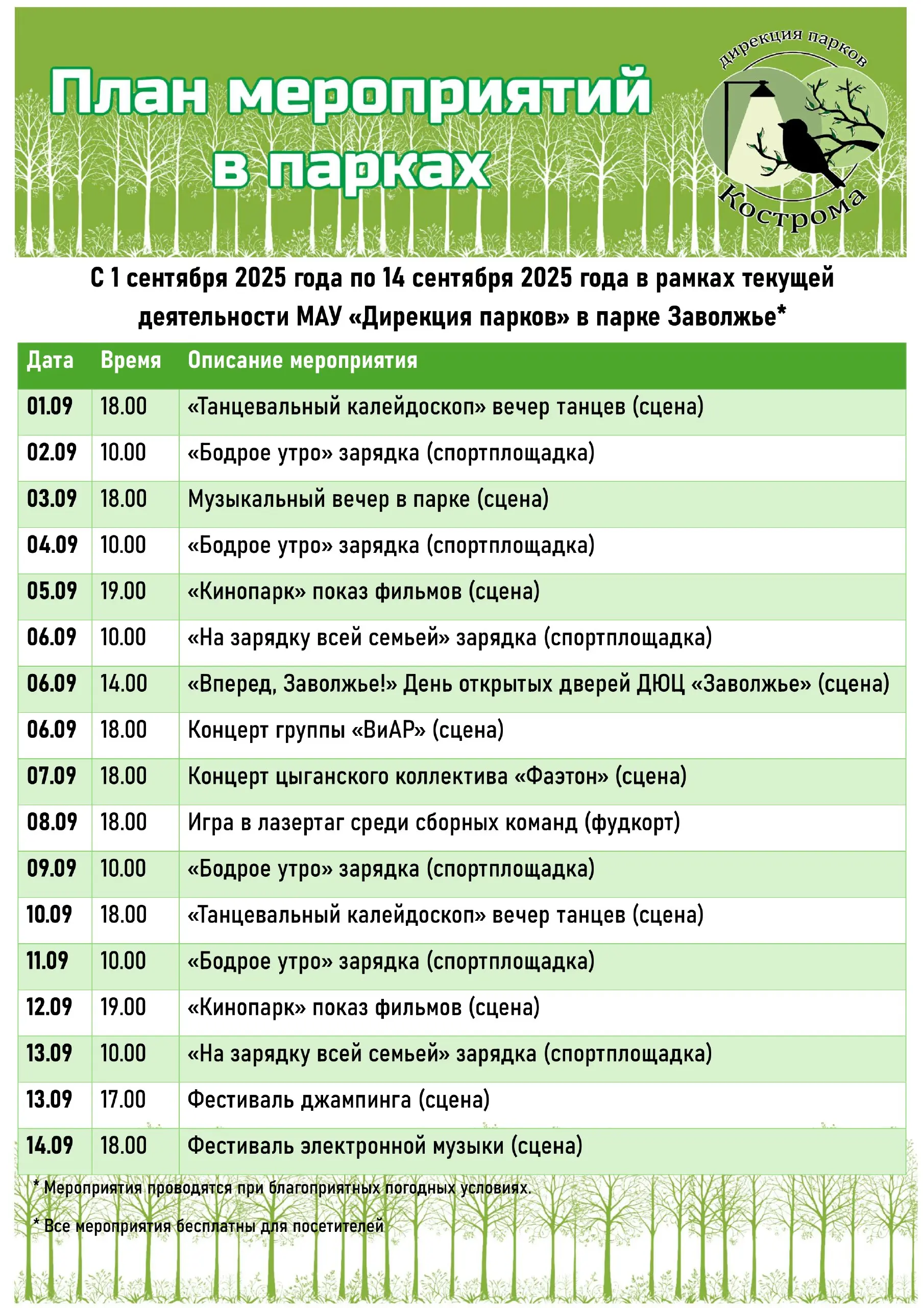 Первые осенние мероприятия в парках