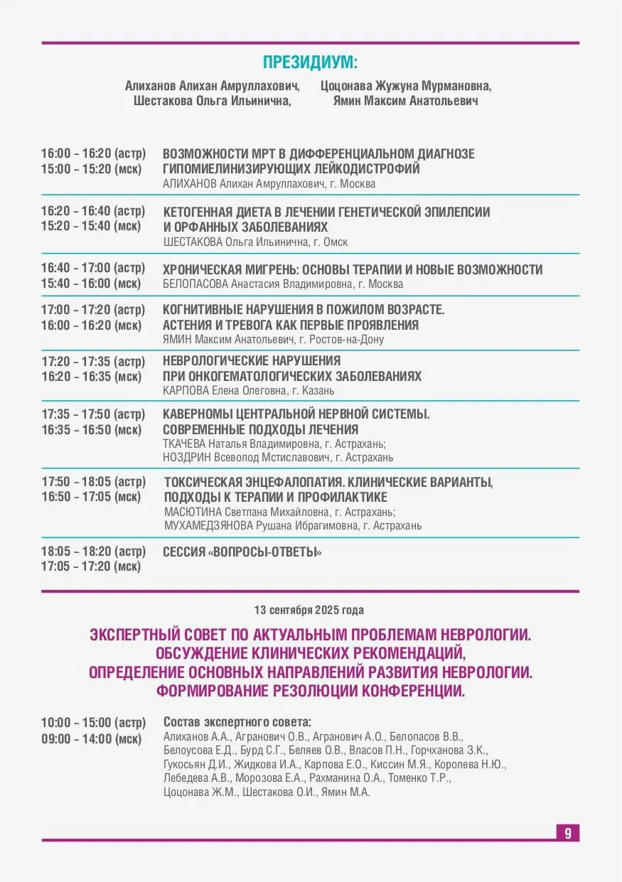 Актуальные вопросы неврологии. Междисциплинарный подход: союз науки и практики