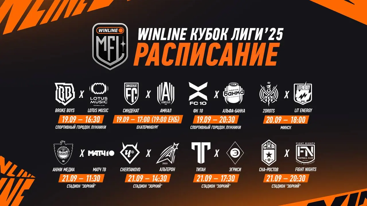 Winline Cup of League'25 расписание, выезда и матчи