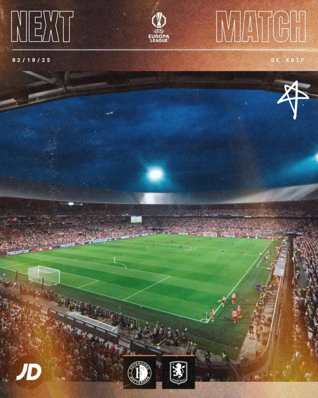 Уже завтра на выезде играем с Фейенорд!