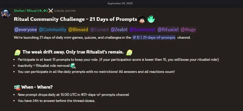 Ritual Community Challenge: 21 Days of Prompts