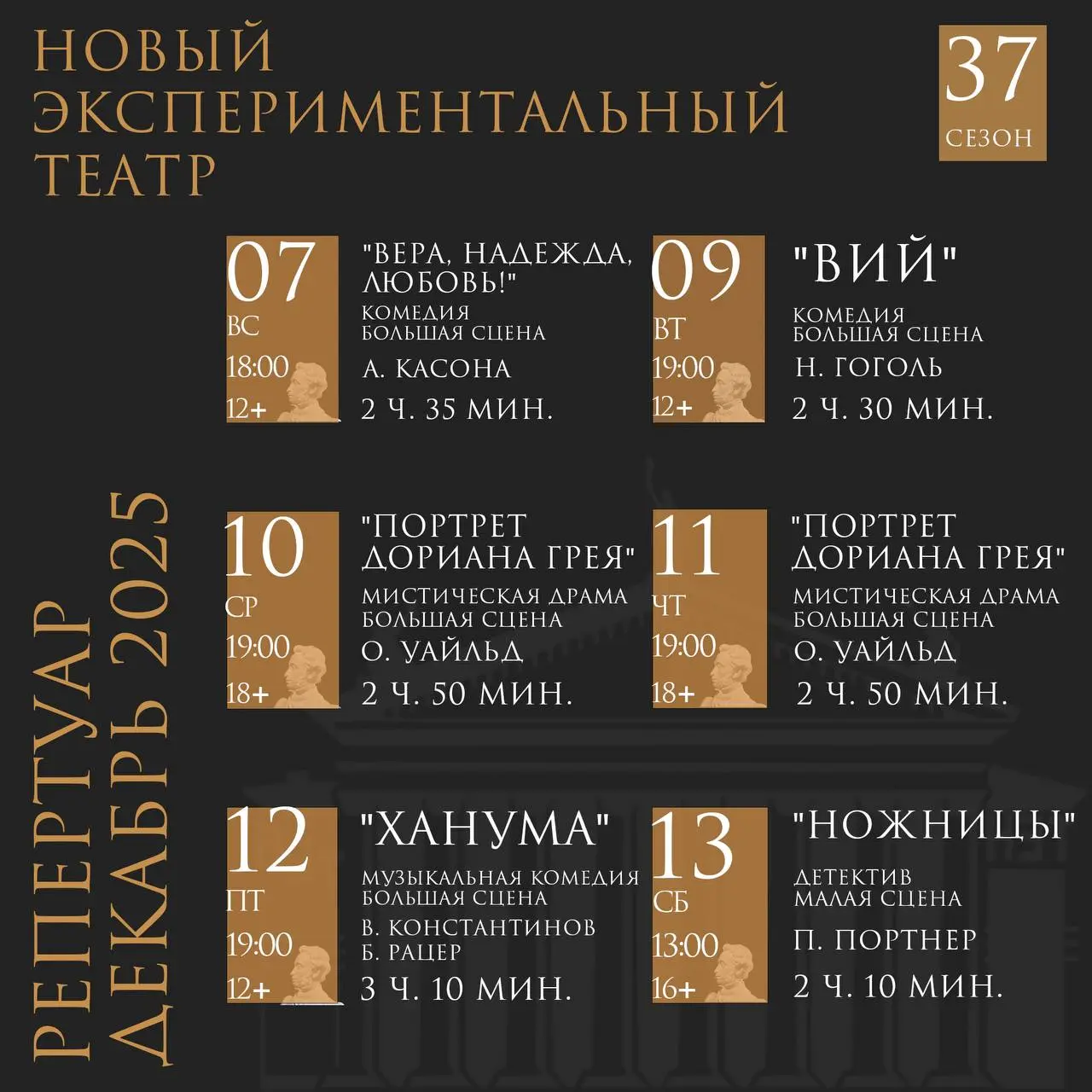 Репертуар театра ГБУК «НЭТ» для посещения студентами ВИЭПП по «Пушкинской карте»