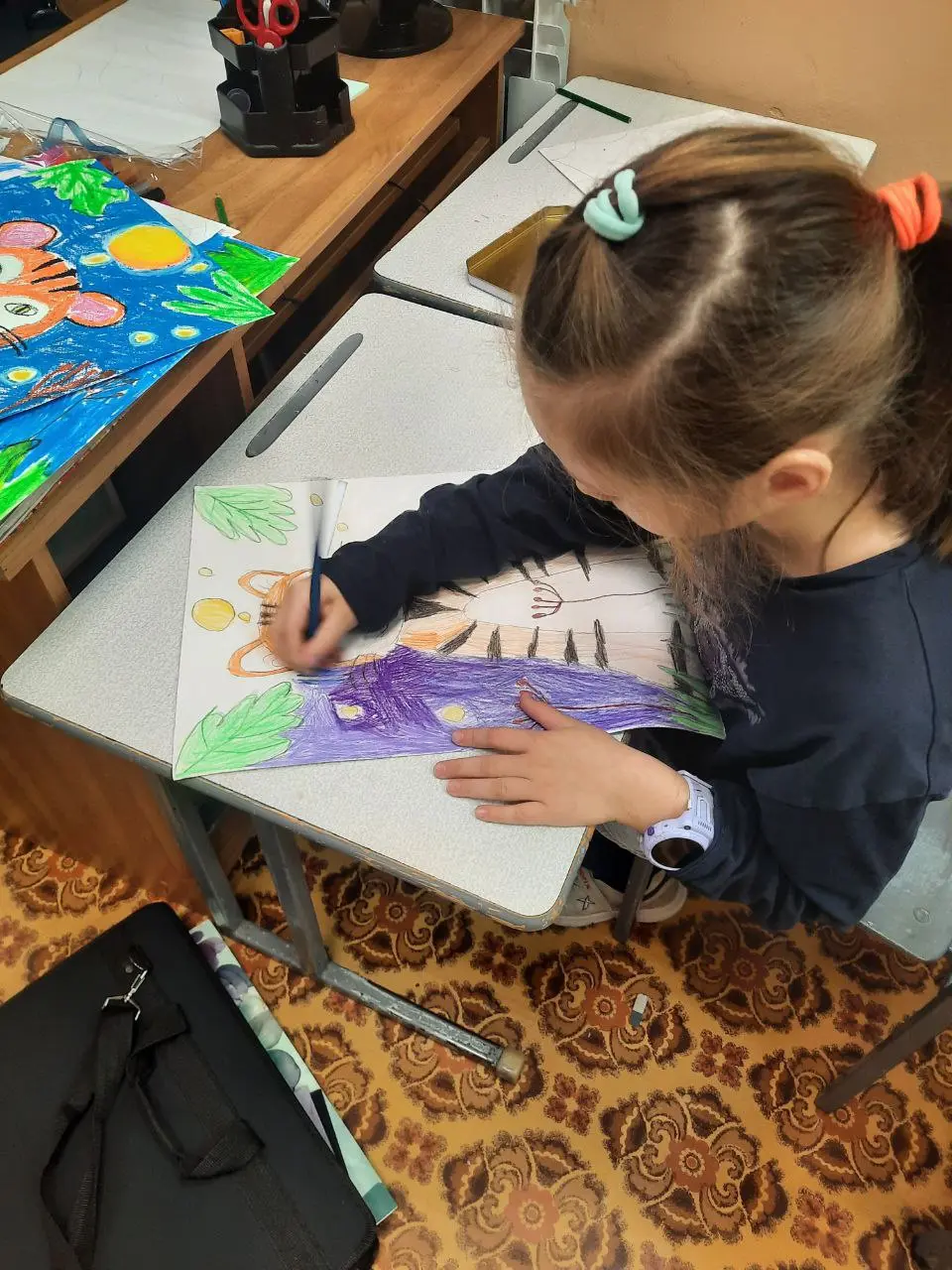 Изостудия Палитра - рисование Тигра для детей 7-8 лет