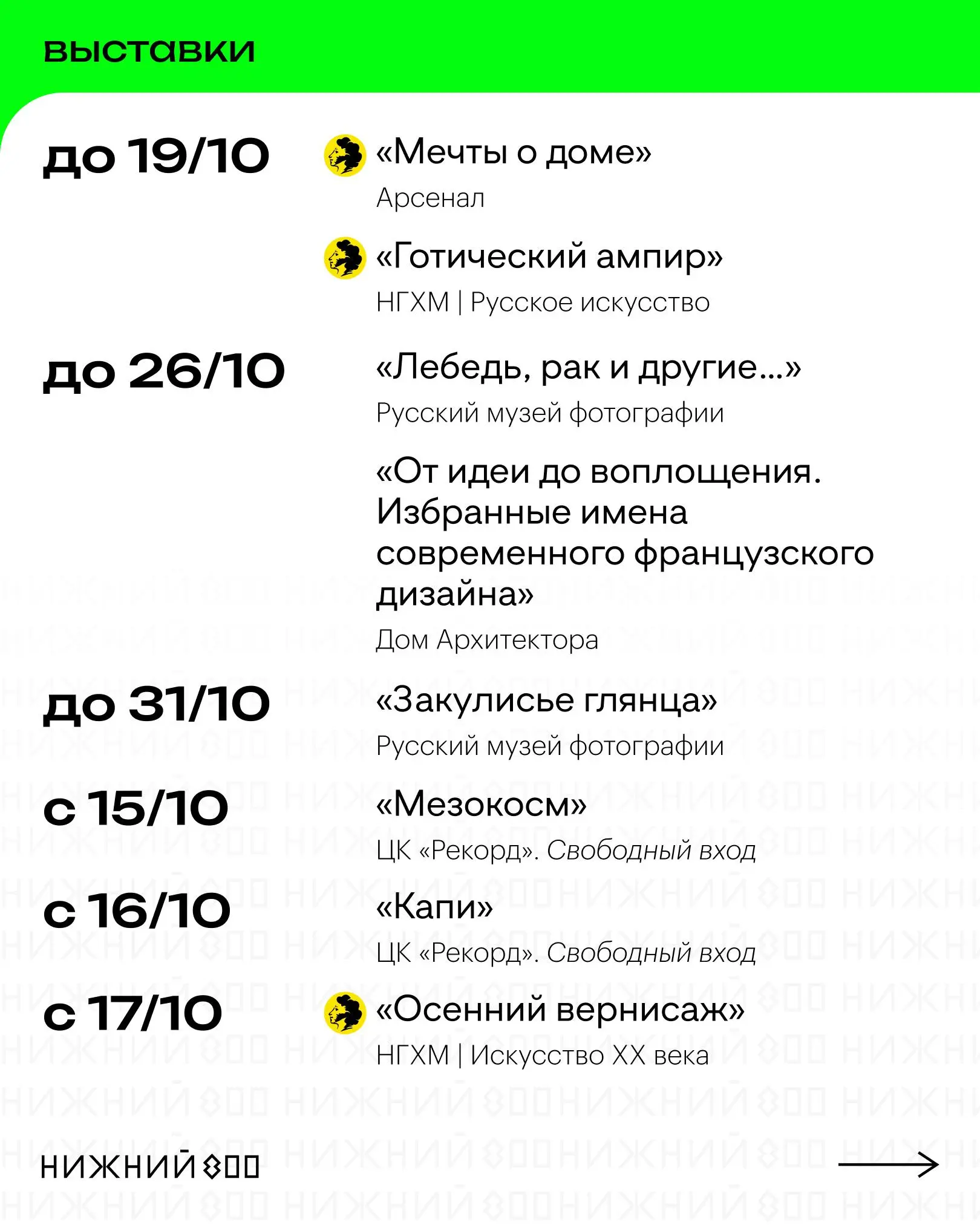 Неделя афиш Нижний Новгород (13–19 октября)
