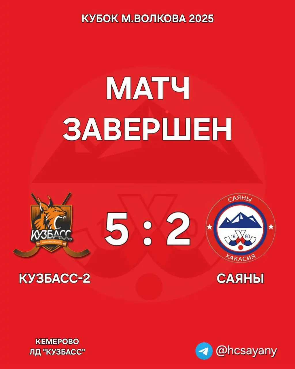 КУБОК МВОЛКОВА 2025: МАТЧ САЯНЫ - КУЗБАСС-2
