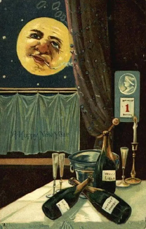 A Happy New Year! Викторианская Новогодняя открытка