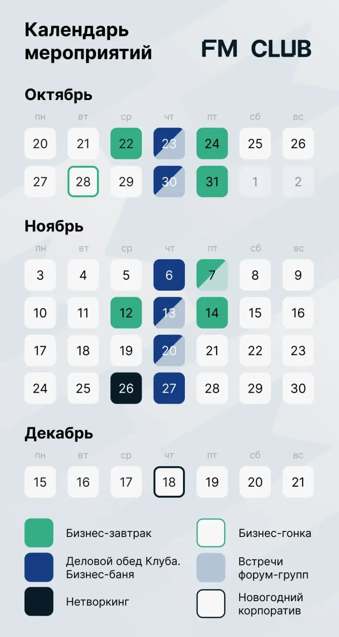 Календарь мероприятий для предпринимателей от FunnyMoney