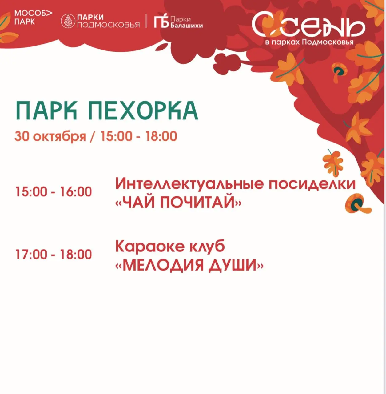 Интеллектуальные посиделки и караоке клуб в парке Пехорка