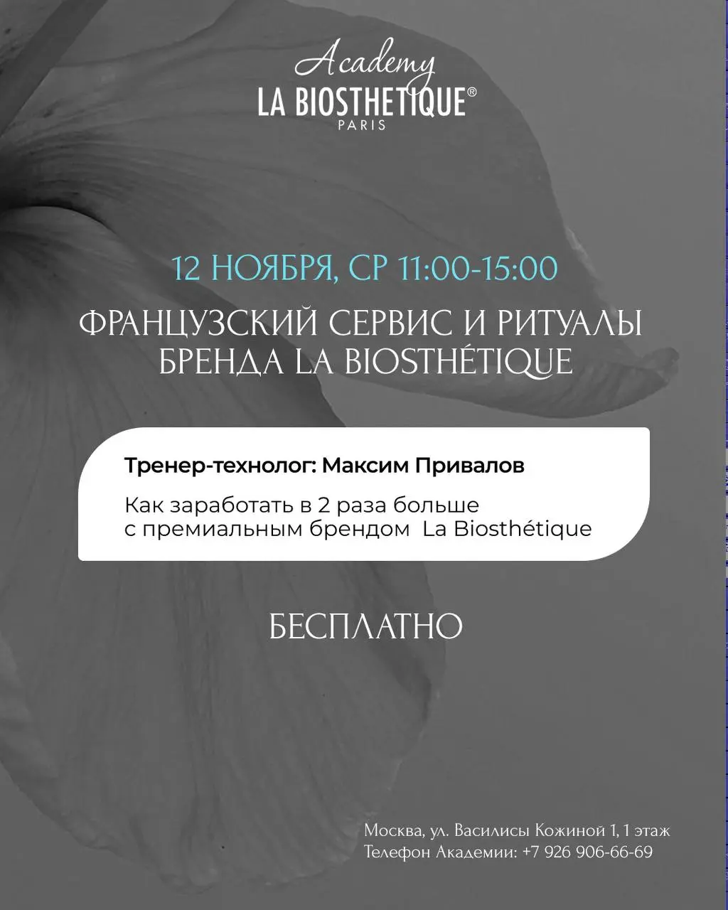 Семинары по укладкам и окрашиванию волос La Biosthétique (ноябрь 2025)