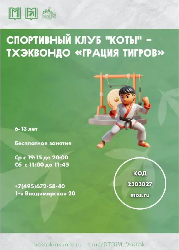 Тхэквондо кружки и набор в секции